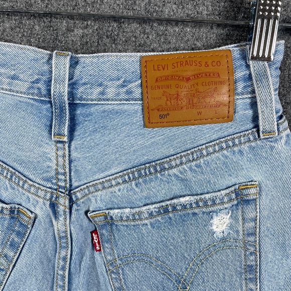 Levis Premium 501 Denim Shorts Cut Off Distressed Button Fly Big E Size 23 #1232 - Picture 5 of 9